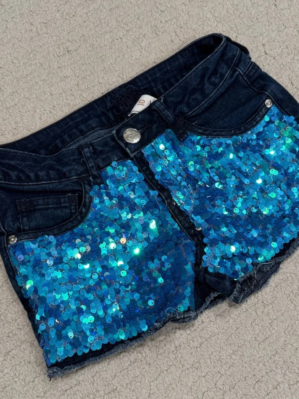 Kids Justice Sequin Denim Shorts Size 10